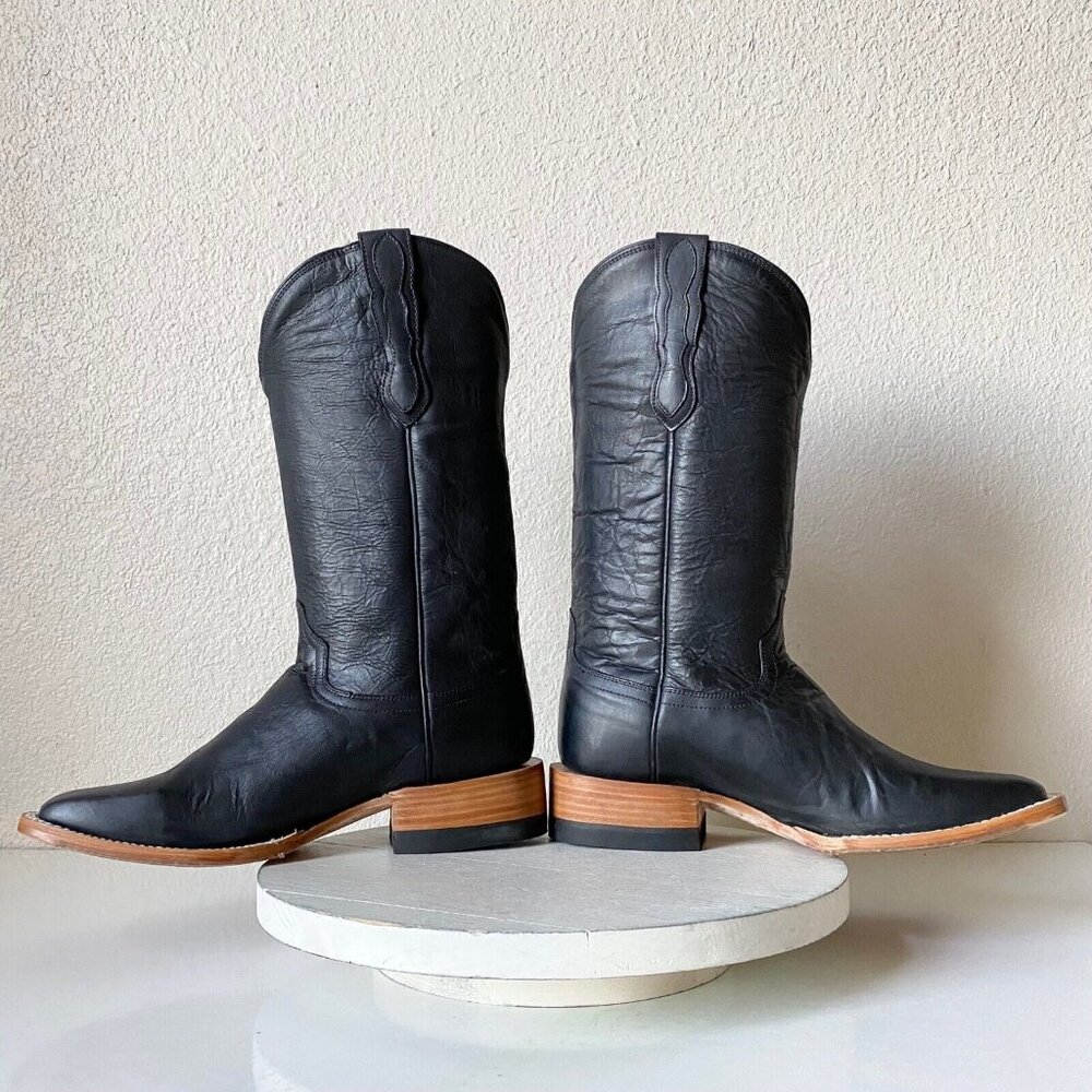 Classic Black Leather Cowboy Boots - Picture 7 of 10
